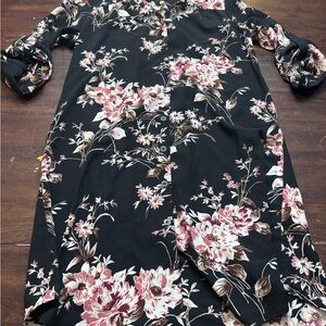 41 Hawthorn Black and Pink Floral Long Sleeve Dress